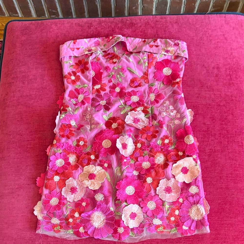 Altar'd State Strapless Pink Floral Dress